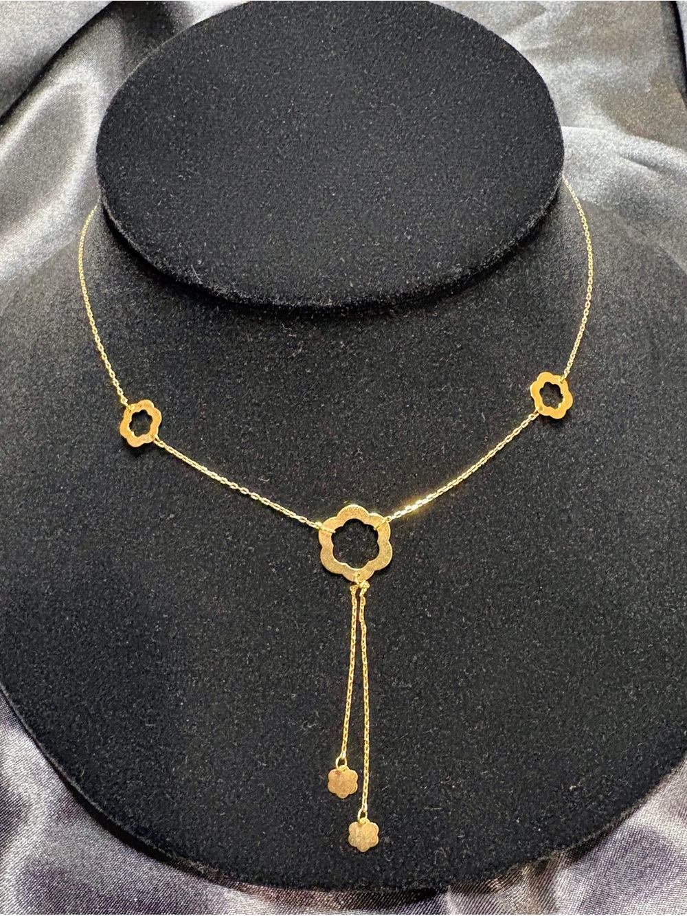 Estate 10k Gold Open Daisy Tassel Necklace 2 grams